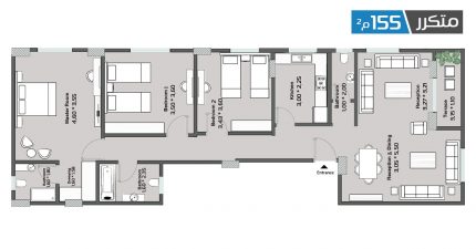 بينتهاوس 155م دور اخير ونصف روف للبيع بحي النرجس الجديدة بالتجمع الخامس