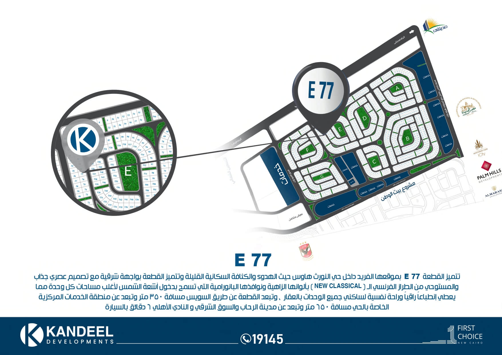 موقع مشروع E77 النورث هاوس بيت الوطن القاهرة الجديدة