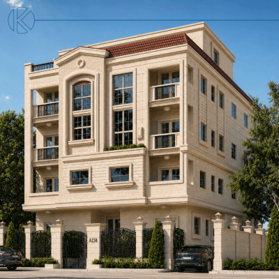 Modern residential façade at A158 | North House in Beit El Watan, New Cairo.